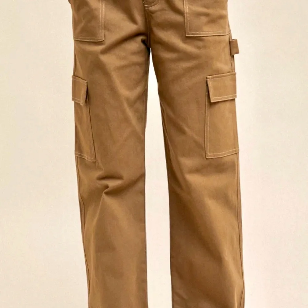 Hem & Thread Tan Wide Leg Cargo Pants - Picture 2 of 9